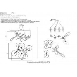 Люстра Crystal Lux ARMONICA SP8 BLACK/BRASS V2