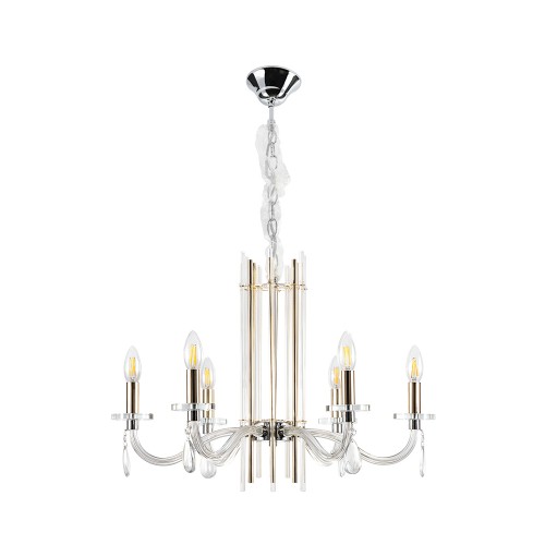 Люстра Crystal Lux AURELIO SP6 GOLD+CHROME/TRANSPARENT