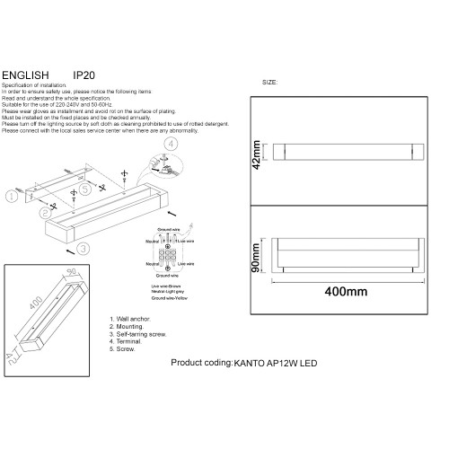 Бра Crystal Lux KANTO AP12W LED BL