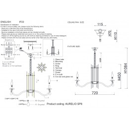 Люстра Crystal Lux AURELIO SP8 GOLD+CHROME/TRANSPARENT
