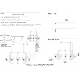 Люстра Crystal Lux NICOLAS SP8 L1000 NICKEL/WHITE