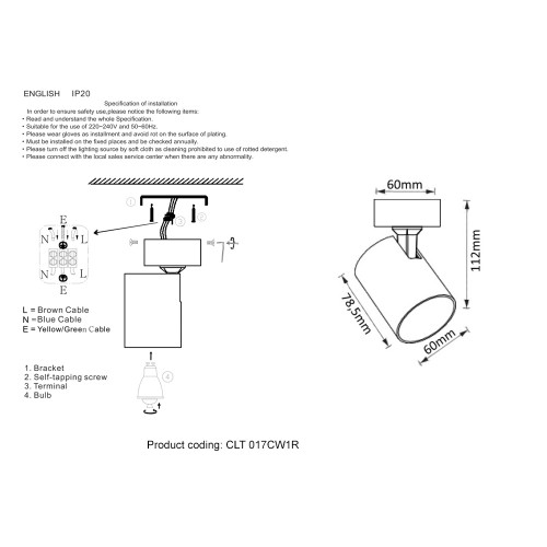 Светильник потолочный Crystal Lux CLT 017CW1R WH