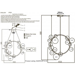 Люстра Crystal Lux AGATA SP15 V2 CHROME/TRANSPARENTE