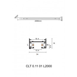 Шинопровод однофазный с питанием и заглушкой Crystal Lux CLT 0.11 01 L2000 BL