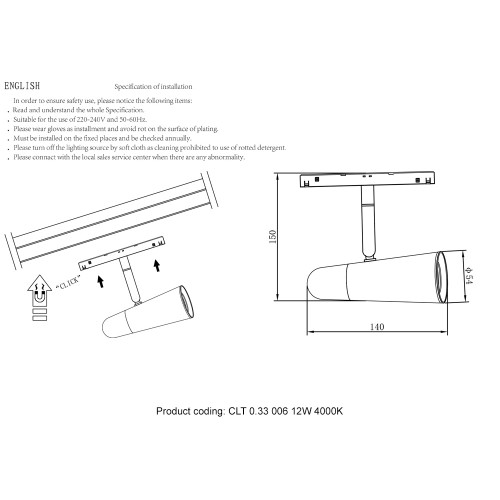 Светильник трековый магнитный Crystal Lux CLT 0.33 006 12W BL-CH 4000K