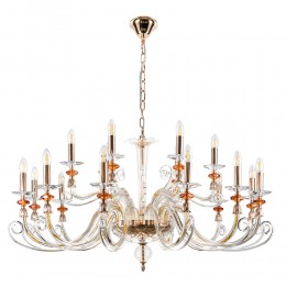 Люстра Crystal Lux CATARINA SP12+6 V2 GOLD/TRANSPARENT-COGNAC