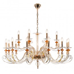 Люстра Crystal Lux CATARINA SP12+6 V2 GOLD/TRANSPARENT-COGNAC