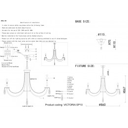 Люстра Crystal Lux VICTORIA SP10 GOLD/AMBER