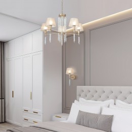 НАСТЕННЫЙ СВЕТИЛЬНИК С ТКАНЕВЫМ АБАЖУРОМ 60148/1 матовое золото Eurosvet