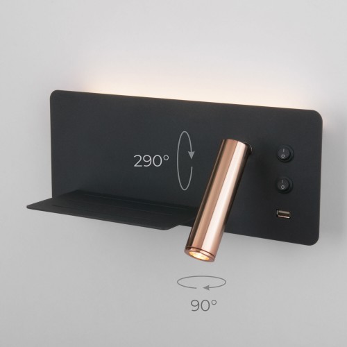 Настенный светодиодный светильник с USB Fant L LED (левый) MRL LED 1113 чёрный/золото Elektrostandard