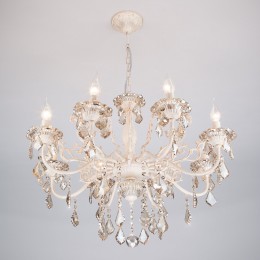 Подвесная люстра с хрусталем 3281/8 белый с золотом Eurosvet