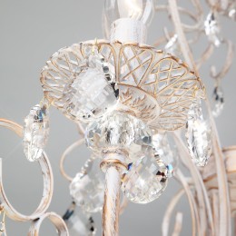 Подвесная люстра с хрусталем 3305/12 белый с золотом Eurosvet