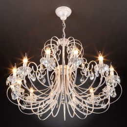 Подвесная люстра с хрусталем 3305/12 белый с золотом Eurosvet