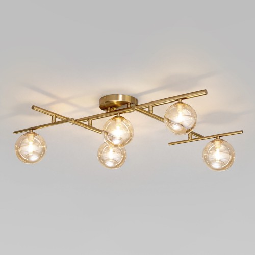 Потолочный светильник со стеклянными плафонами 502001/5 латунь Eurosvet