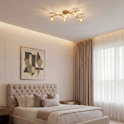 Потолочный светильник со стеклянными плафонами 502001/5 латунь Eurosvet