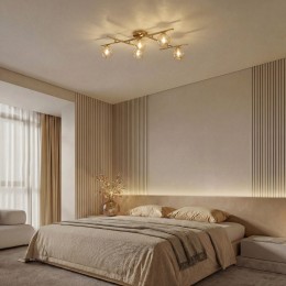 Потолочный светильник со стеклянными плафонами 502001/5 латунь Eurosvet