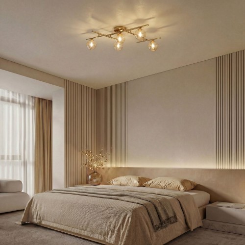 Потолочный светильник со стеклянными плафонами 502001/5 латунь Eurosvet