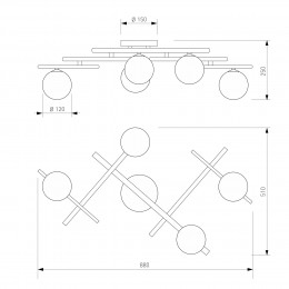 Потолочный светильник со стеклянными плафонами 502001/5 латунь Eurosvet
