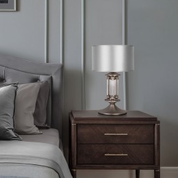 Настольный светильник с тканевым абажуром 01045/1 сатин-никель Eurosvet