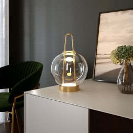 Настольный светодиодный светильник со стеклянным плафоном 80507/1 латунь Eurosvet