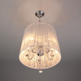 Подвесная люстра с тканевым абажуром 2045/5 хром / белый Eurosvet