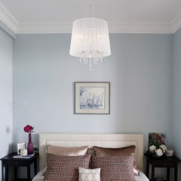 Подвесная люстра с тканевым абажуром 2045/5 хром / белый Eurosvet