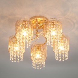 Потолочная люстра с хрусталем 30137/5 золото Eurosvet