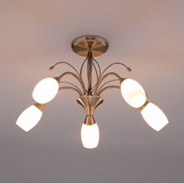 Потолочная люстра со стеклянными плафонами 30280/5 античная бронза Eurosvet