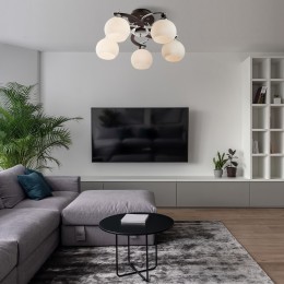 Потолочная люстра со стеклянными плафонами 9654/5 хром / венге Eurosvet