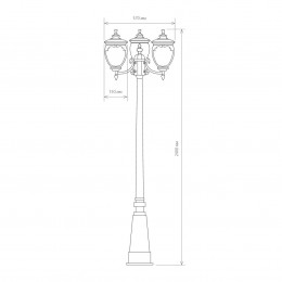 Andromeda F/3 черное золото уличный трехрожковый светильник на столбе IP44 GLYF-8024F/3 Elektrostandard