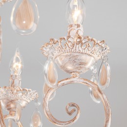 Подвесная люстра с хрусталем 10009/6 золото с белым Eurosvet