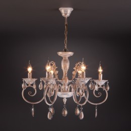 Подвесная люстра с хрусталем 10009/6 золото с белым Eurosvet