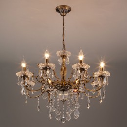 Подвесная люстра с хрусталем 3281/8 античная бронза Eurosvet