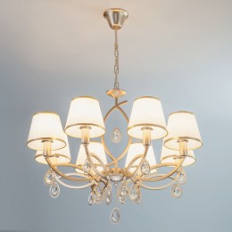 Подвесная люстра с тканевыми абажурами 60091/8 перламутровое золото Eurosvet