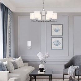 Подвесная люстра с тканевыми абажурами 60146/6 никель Eurosvet