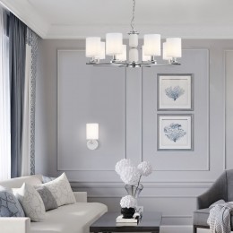 Подвесная люстра с тканевыми абажурами 60146/8 никель Eurosvet