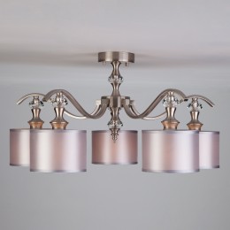 Потолочная люстра с тканевыми абажурами 60070/5 сатин-никель Eurosvet