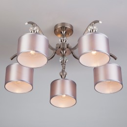 Потолочная люстра с тканевыми абажурами 60070/5 сатин-никель Eurosvet