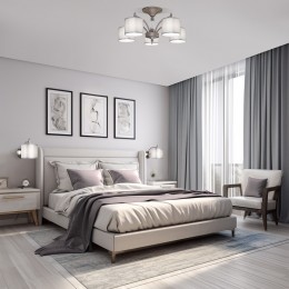 Потолочная люстра с тканевыми абажурами 60080/5 сатин-никель Eurosvet