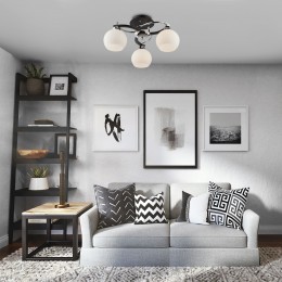 Потолочная люстра со стеклянными плафонами 9654/3 хром / венге Eurosvet