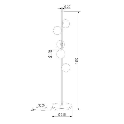 Торшер со стеклянными плафонами ручной работы 1_101/5 Bogate's