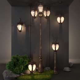 Andromeda F черное золото уличный светильник на столбе IP44 GLYF-8024F Elektrostandard