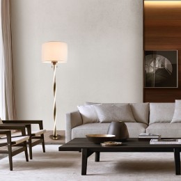 Напольный светодиодный светильник с тканевым абажуром 990 белый / коричневый Bogate's