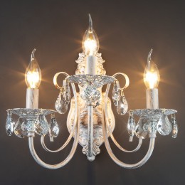 Настенный светильник с хрусталем 3305/3  белый с золотом Eurosvet