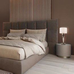 Настольный светодиодный светильник с тканевым абажуром 993 белый / никель Bogate's