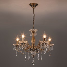 Подвесная люстра с хрусталем 3281/5 античная бронза Eurosvet