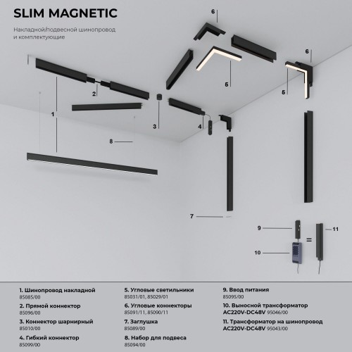 Slim Magnetic R03 Трековый светильник 20W 3000K черный 85013/01 Elektrostandard