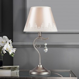 Настольный светильник с тканевым абажуром 01022/1 серебро Eurosvet