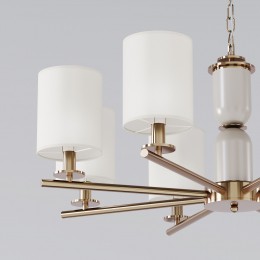 Подвесная люстра с тканевыми абажурами 60146/8 латунь Eurosvet