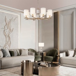 Подвесная люстра с тканевыми абажурами 60146/8 латунь Eurosvet